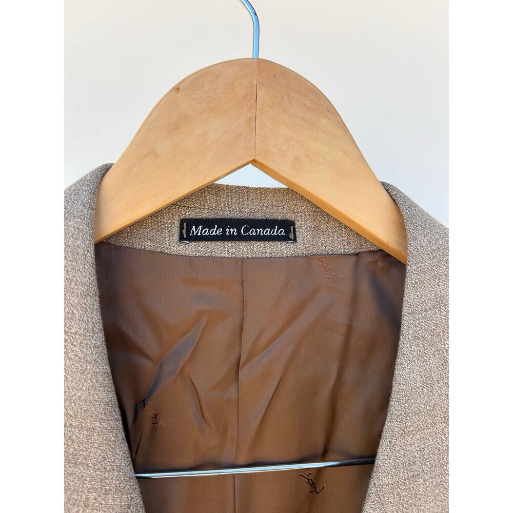 Vintage Yves Saint Laurent Oversized Blazer Jacket Double Breasted Taupe YSL XL - Picture 5 of 11